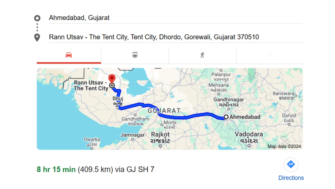 ahmedabad to kutch rann utsav distance