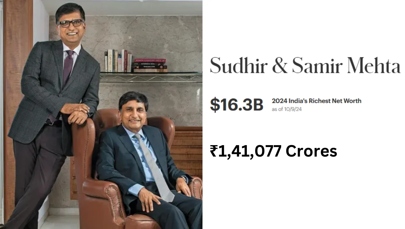 Sudhir Mehta Samir Mehta ahmedabad richest man Netwoth in indian rupees